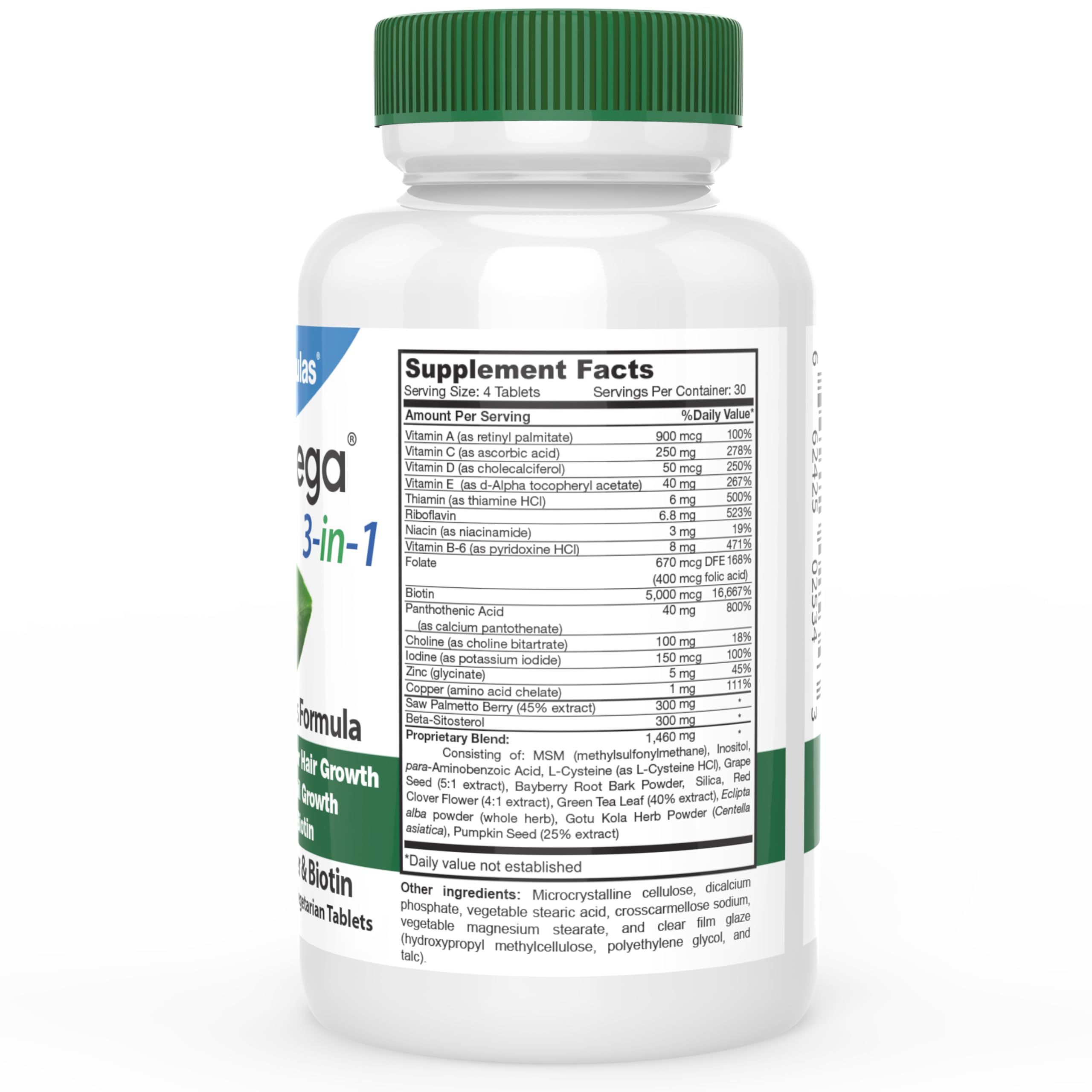 DrFormulas HairOmega tablets close-up—high-strength biotin for stronger hair.
