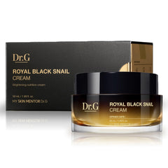 Dr.G Royal Black Snail Cream bottle front promotes hydration and elasticity support with snail mucin.