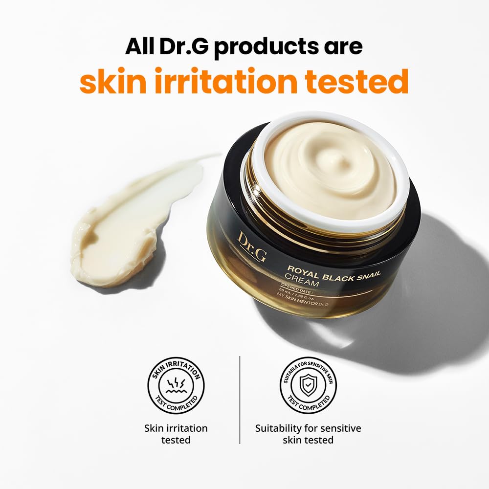 Outer packaging of Dr.G Royal Black Snail Cream highlights 50 ml size and premium formula.