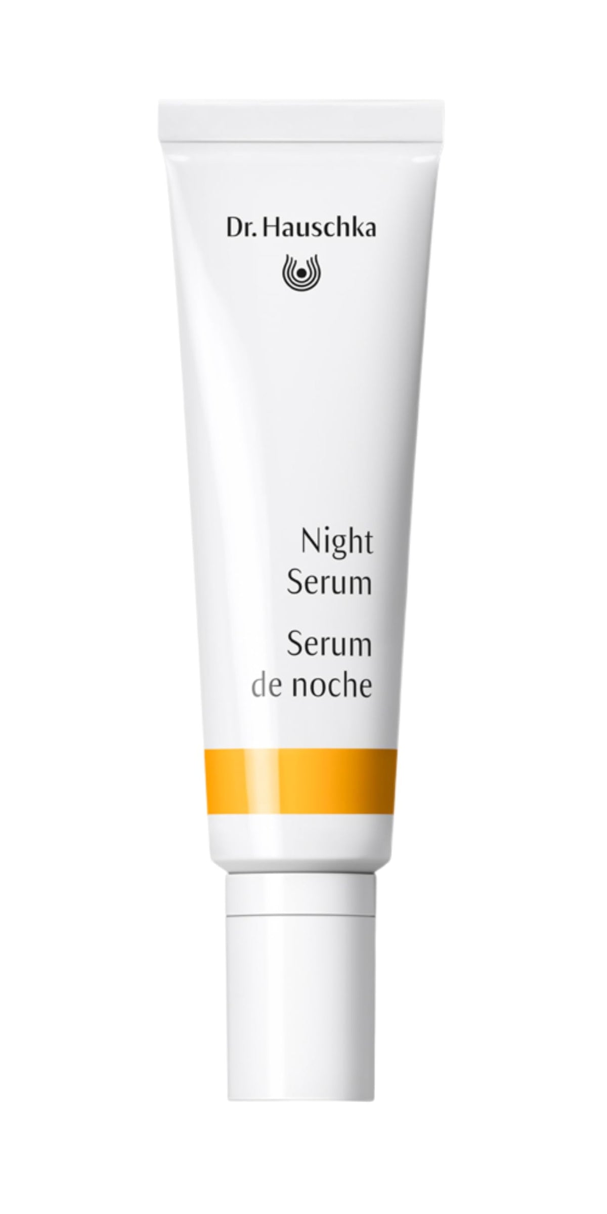 Dr. Hauschka Night Serum bottle—oil-free formula for breathable nightly care.