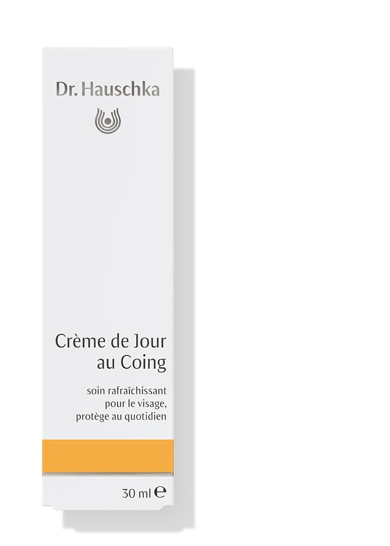 Dr. Hauschka Quince Day Cream packaging on shelf for everyday moisture routine