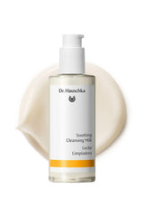 Dr. Hauschka soothing cleansing milk makeup-remover wipe illustrates gentle cleanse.