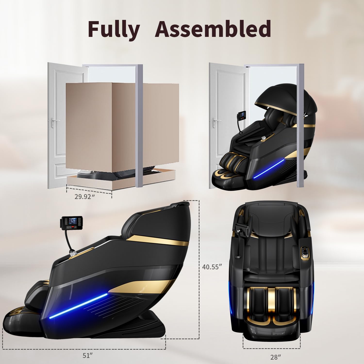 Drhiumi massage chair sleep-cabin design in a calm room promotes relaxation.