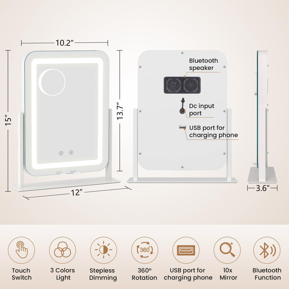 Dripex LED lighted makeup mirror side view shows slim profile and glow.
