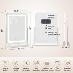 Dripex LED lighted makeup mirror side view shows slim profile and glow.