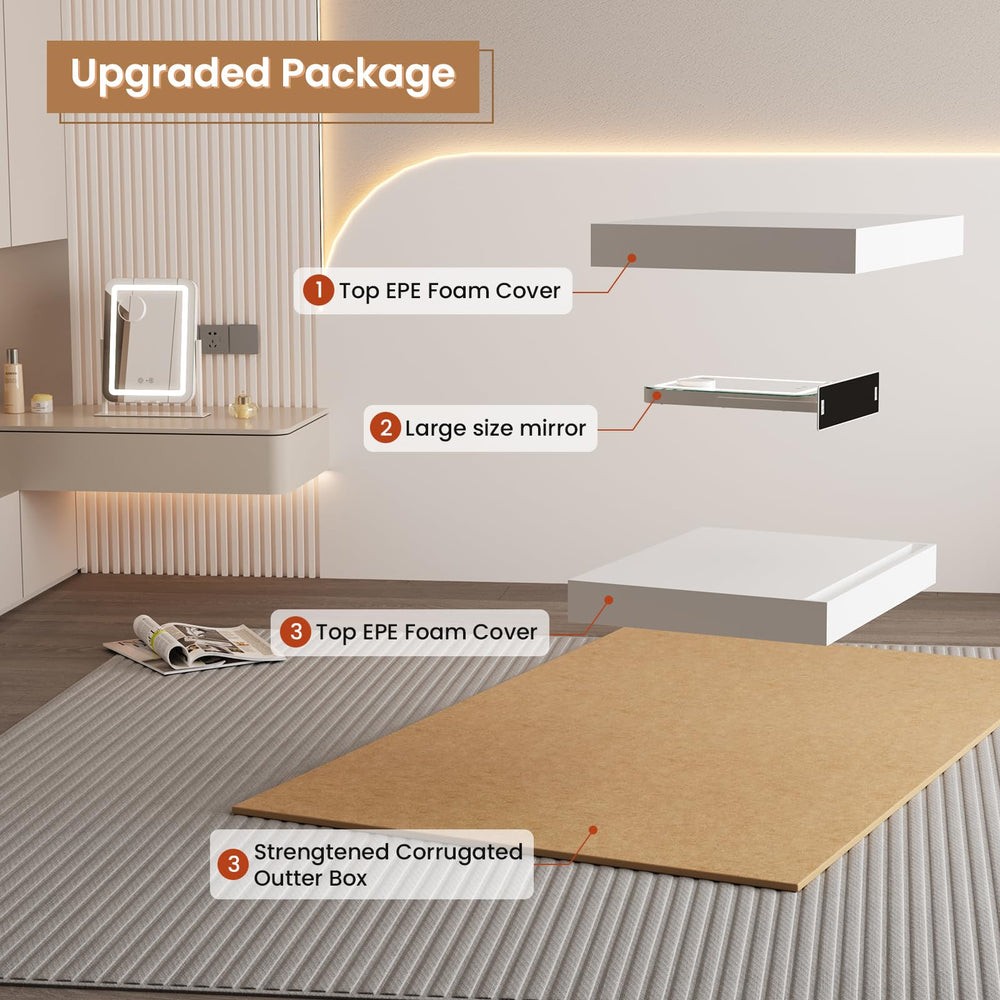 Dripex LED mirror USB charging port keeps devices powered.