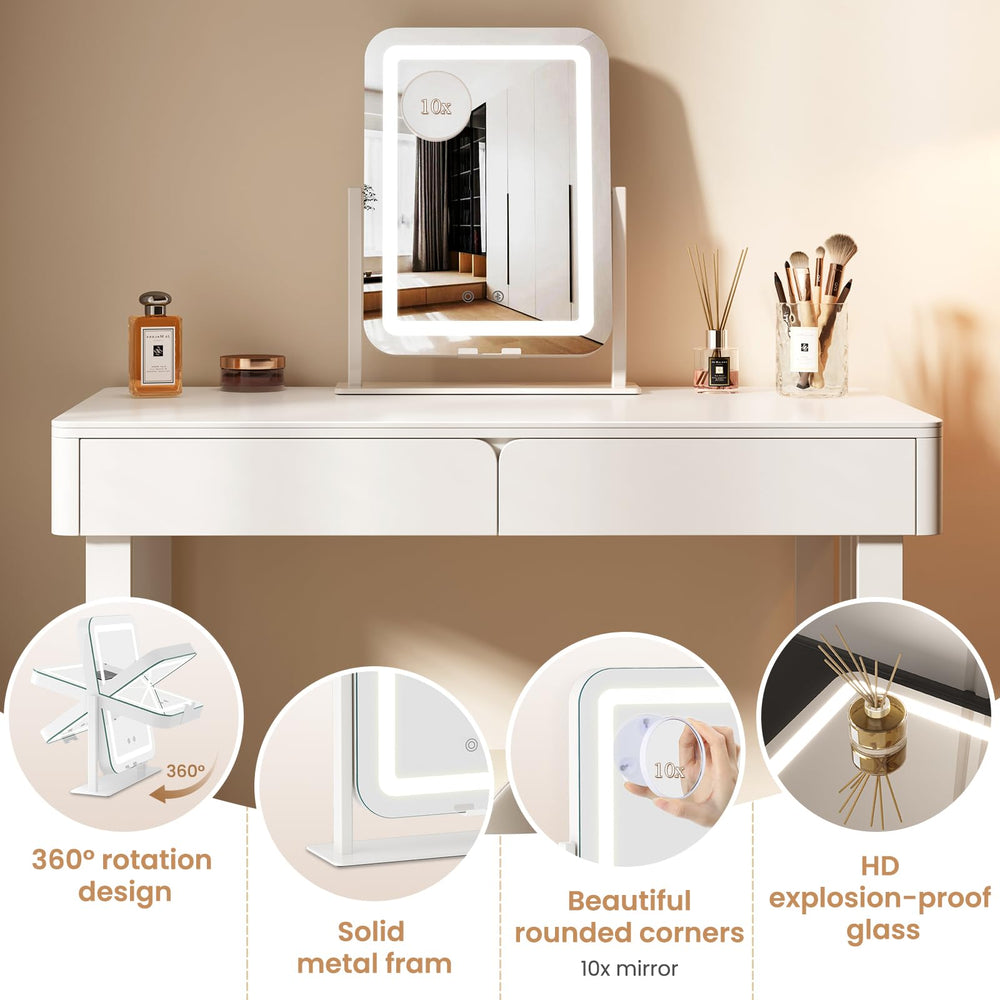 Dripex makeup mirror dimmable lights support warm to cool tones.