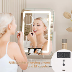 Dripex vanity mirror 360-rotating design enables flexible angles.