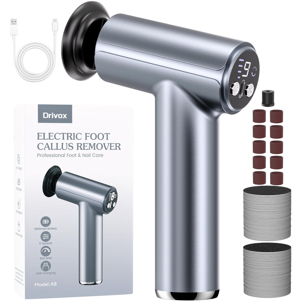 Drivox electric foot callus remover battery life supports long, uninterrupted pedicure sessions.