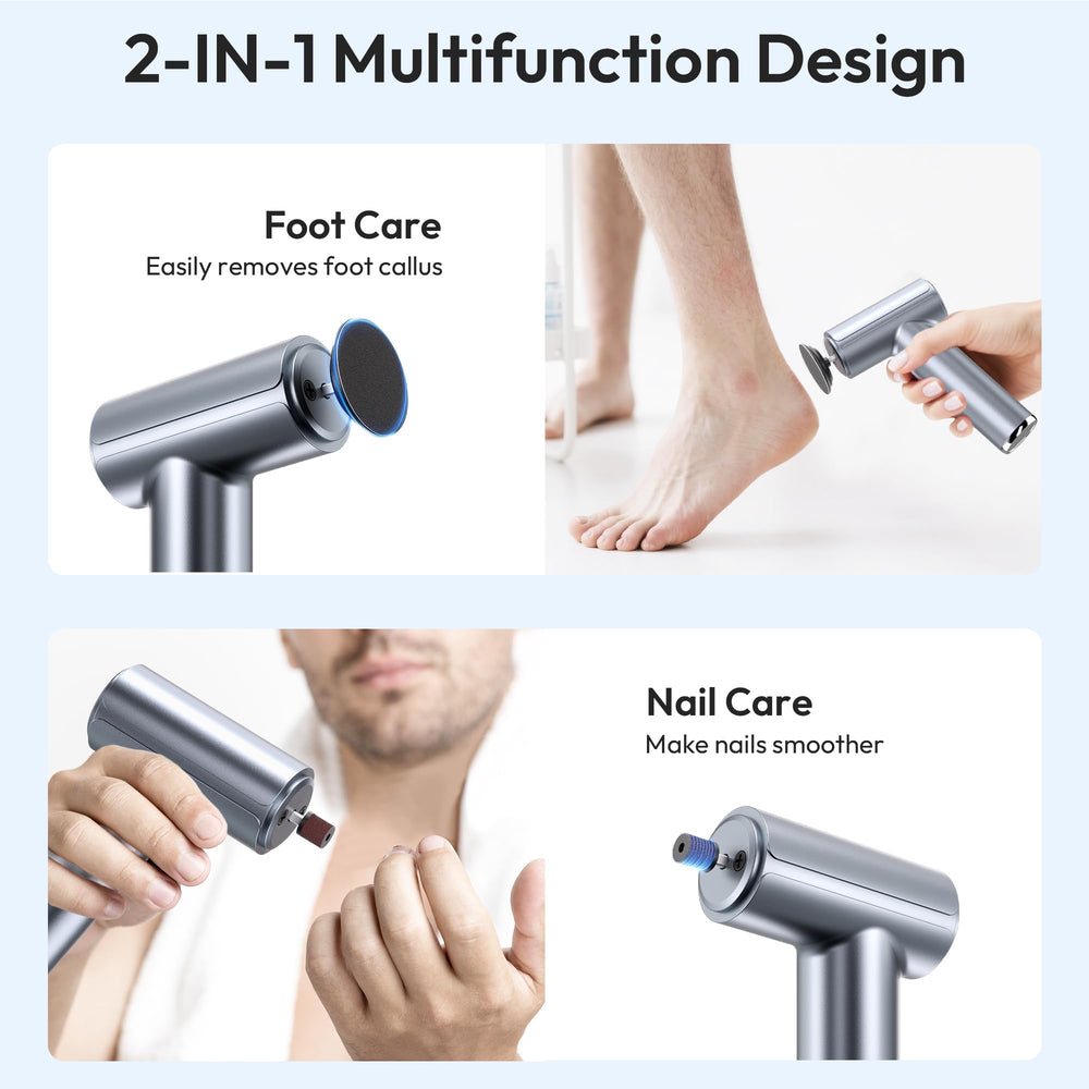 Drivox rechargeable foot file ergonomic grip provides comfortable handling during extended use.