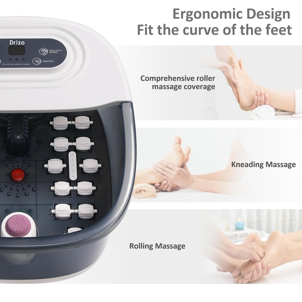 Drizo foot spa thermostat display helps set a consistent soak