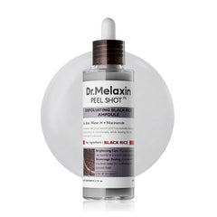 Dr.Melaxin Peel Shot Glow ampoule bottle close-up showing premium packaging and glow-ready skin.