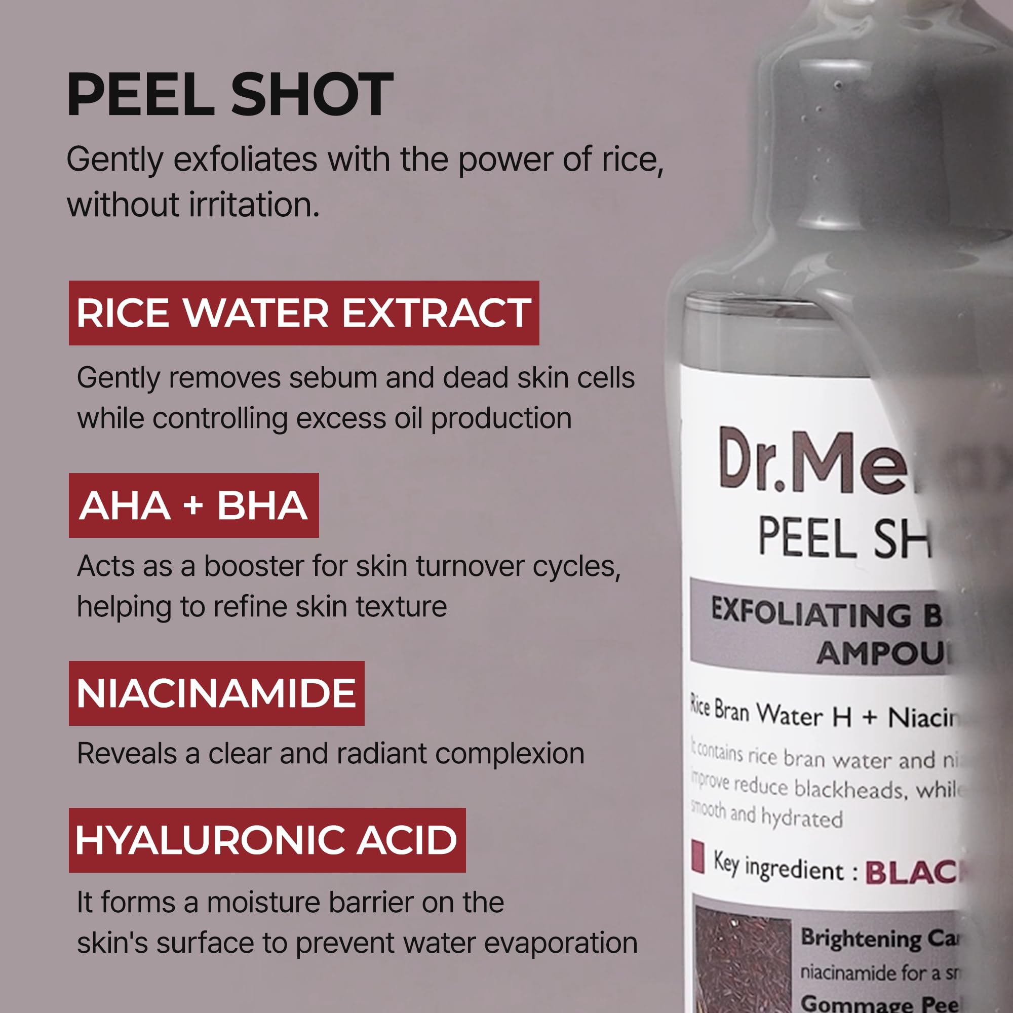 Dr.Melaxin Peel Shot Glow ampoule close-up of pores showing refinement potential.