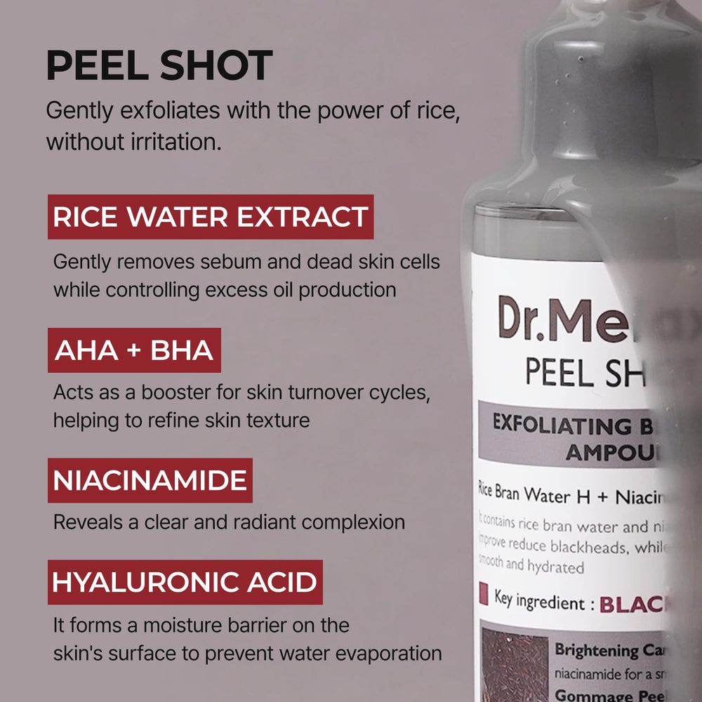 Dr.Melaxin Peel Shot Glow ampoule close-up of pores showing refinement potential.