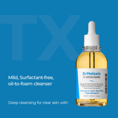 Dr.Melaxin TX Ampoule Cleanser plant-based surfactants close-up emphasizing gentle cleansing.