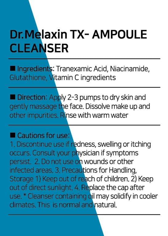 Dr.Melaxin TX Ampoule Cleanser with sensitive-skin friendly preservative-free formula close-up.