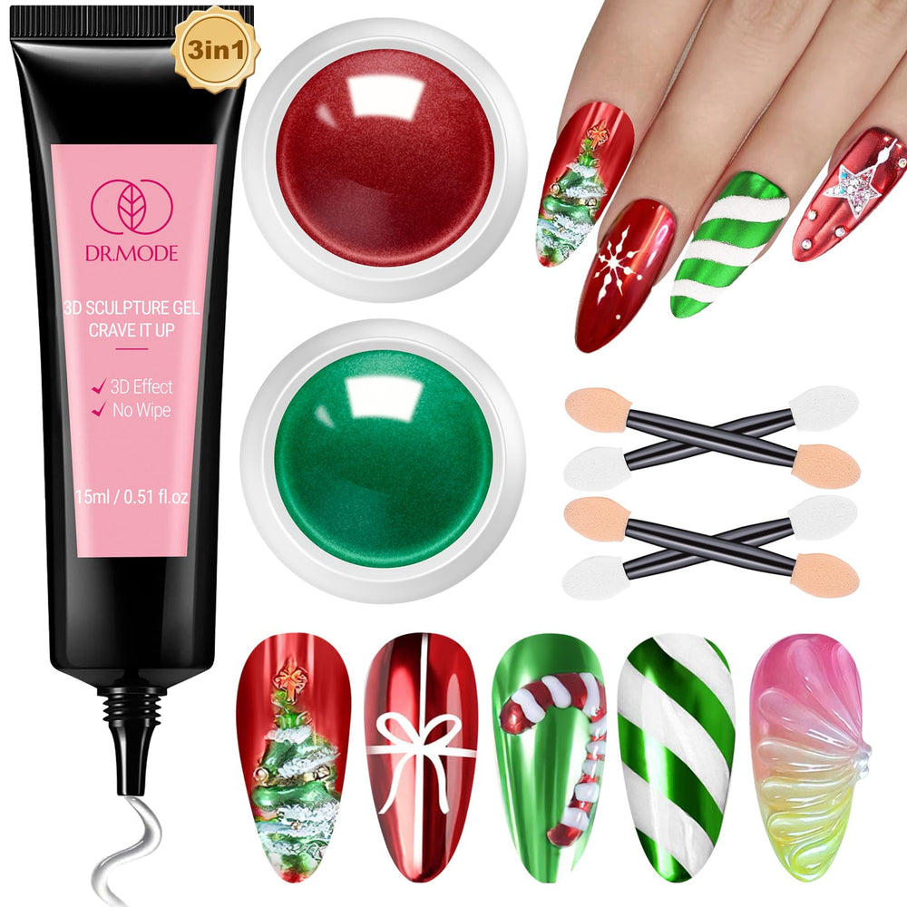 DRMODE 3D Nail Gel bottle highlights clear sculpting gel for easy 3D art.