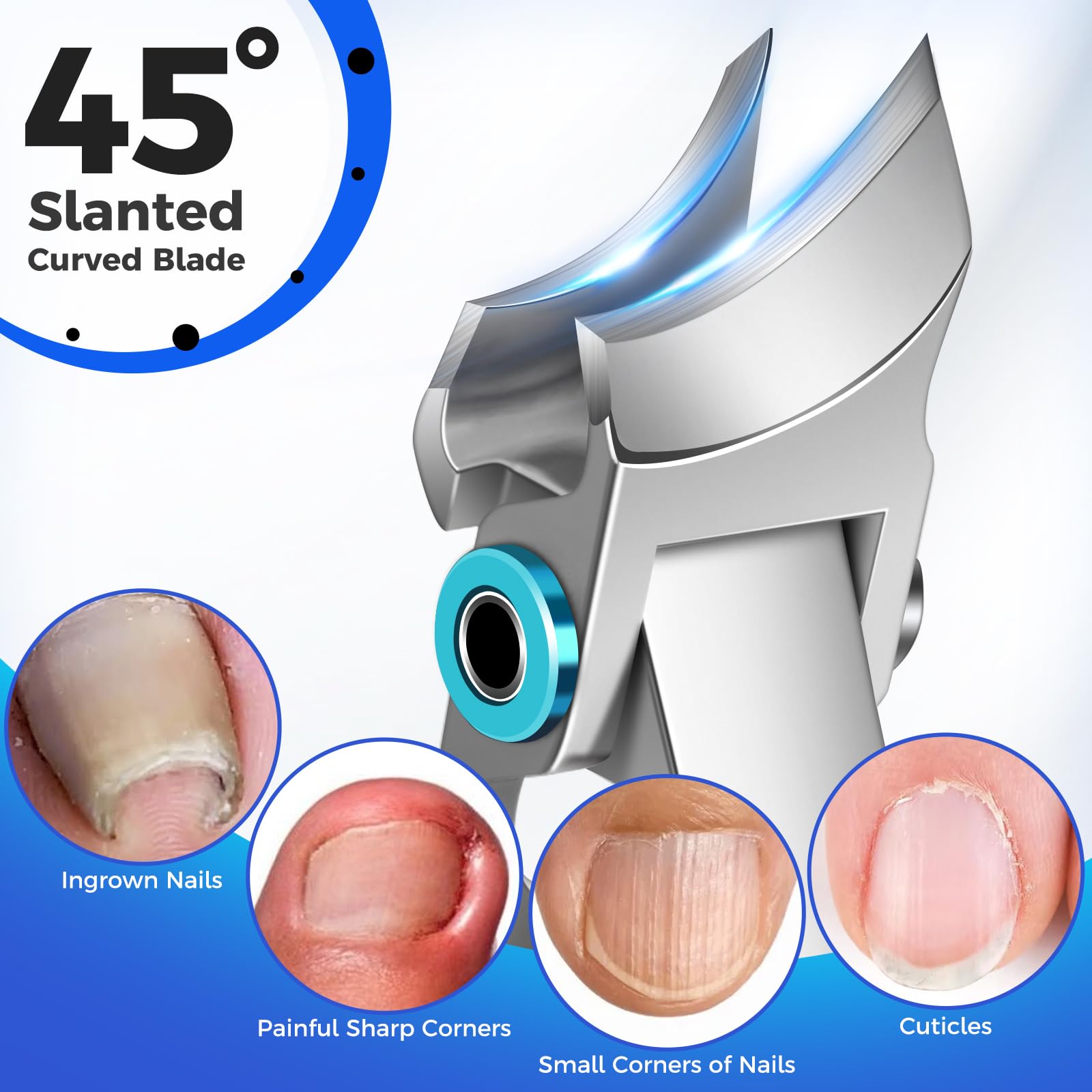 DRMODE extended-handle nail clippers demonstrating leverage for effortless cuts