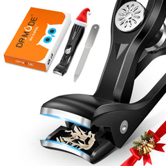 DRMODE nail clippers angled head close-up for precise trimming and enhanced visibility.
