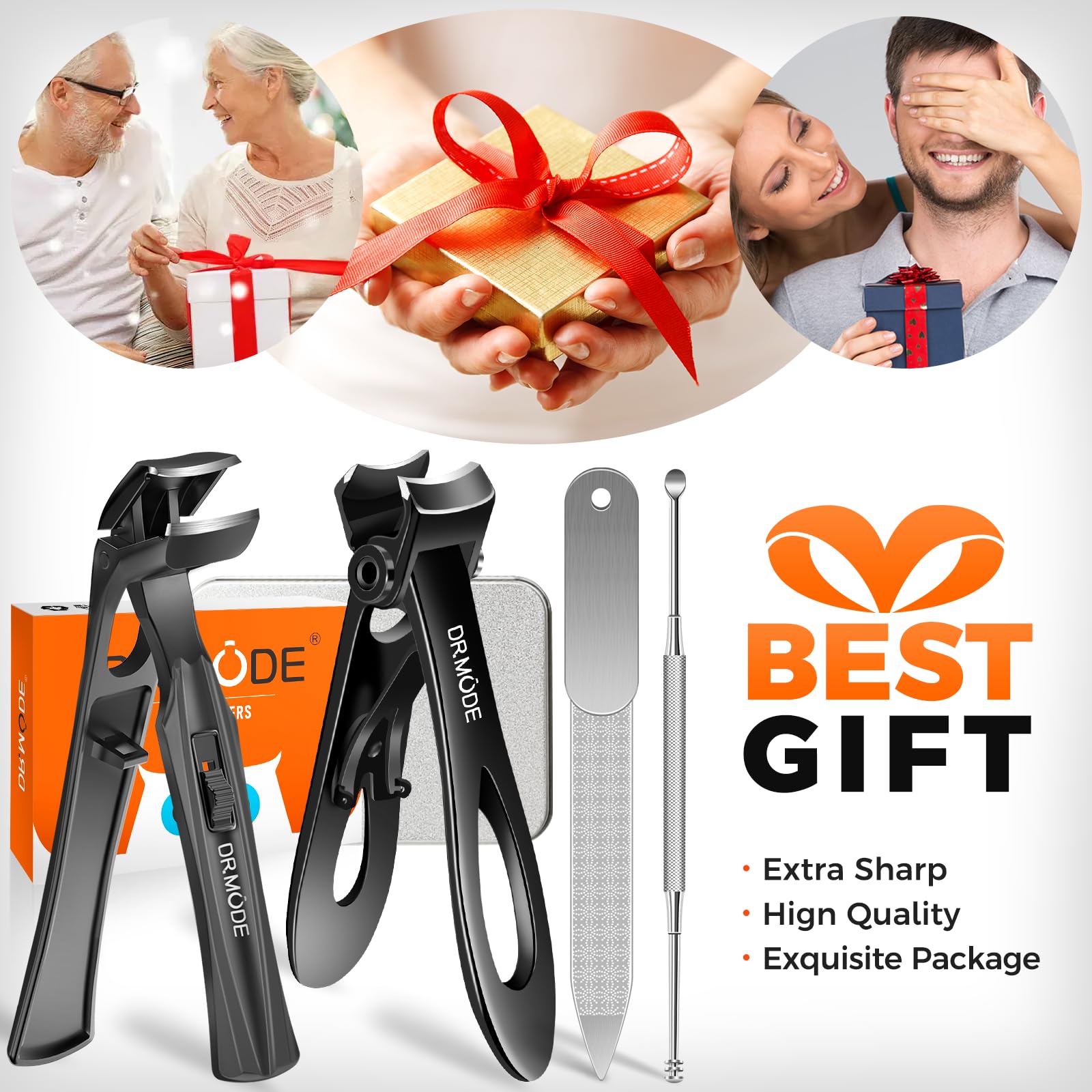 DRMODE stainless steel nail file included for reshaping nails