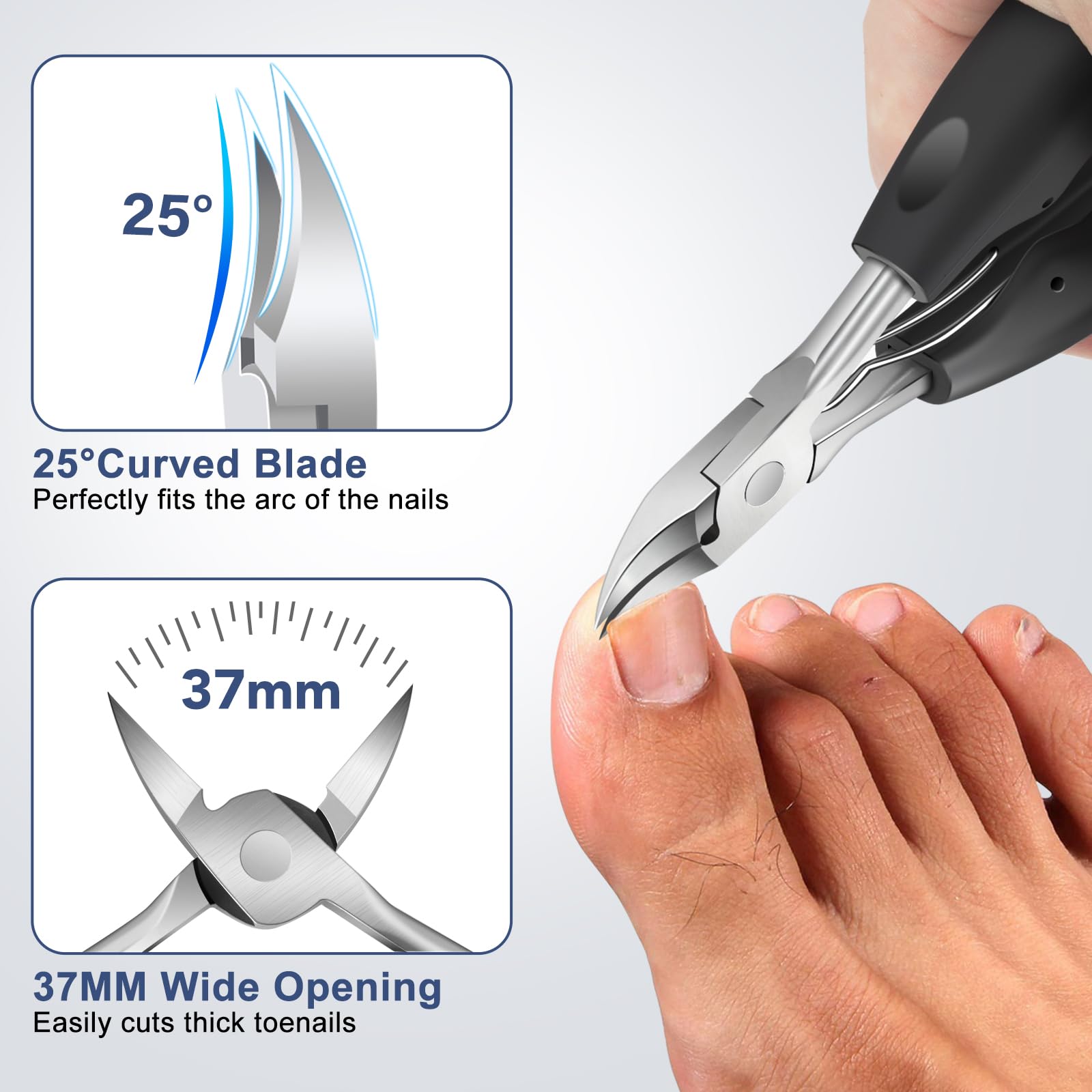 DRMODE Podiatrist Toenail Clippers with 25-degree curved blade targets ingrown corners with precision