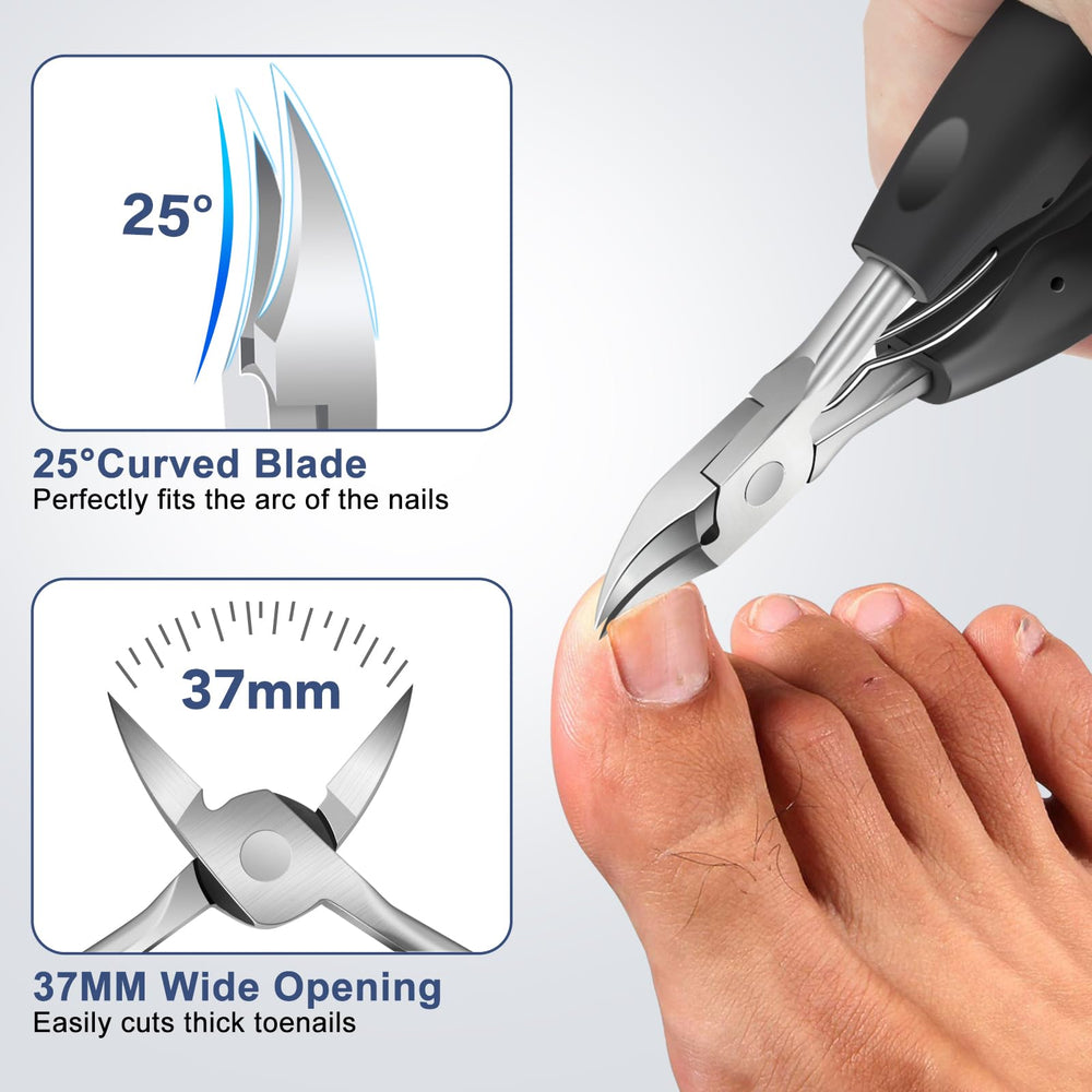 DRMODE Podiatrist Toenail Clippers with 25-degree curved blade targets ingrown corners with precision