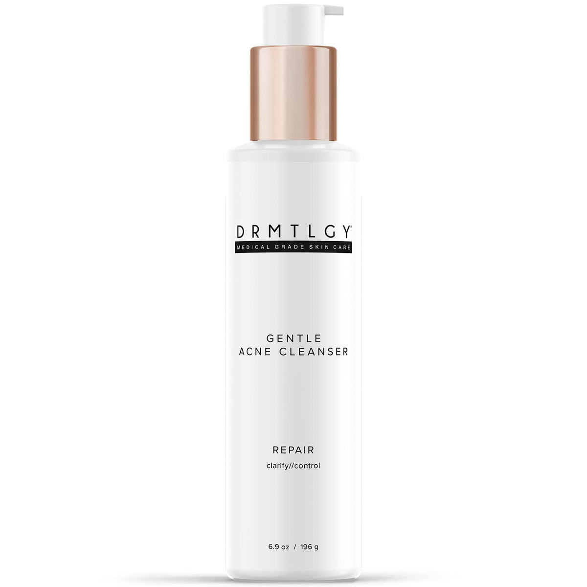DRMTLGY Acne Cleanser bottle highlighting oil-free formula for oil control