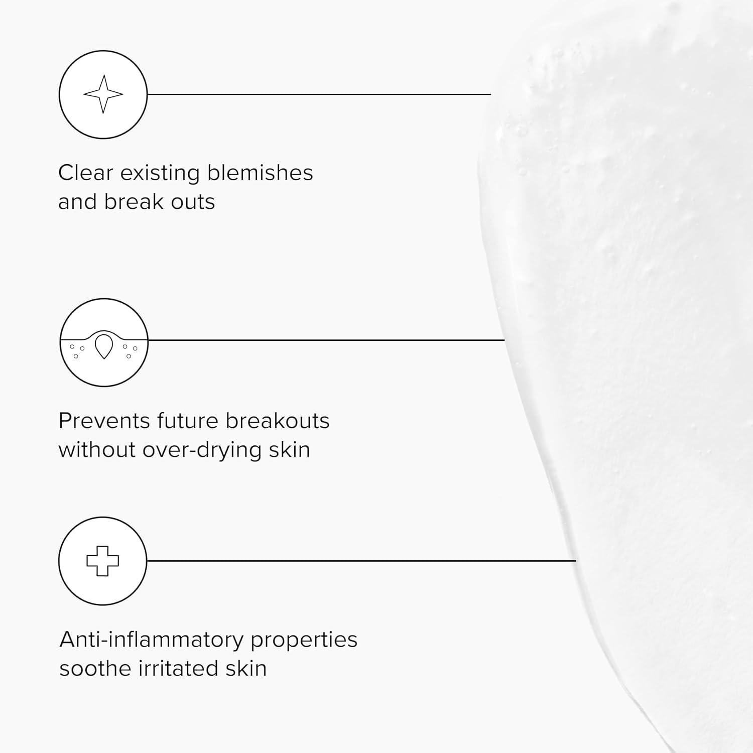 DRMTLGY Acne Cleanser foamy lather close-up shows gentle cleansing