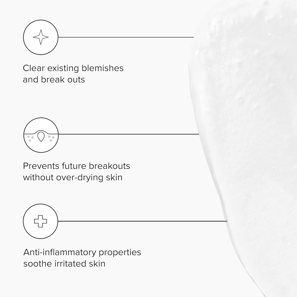 DRMTLGY Acne Cleanser foamy lather close-up shows gentle cleansing