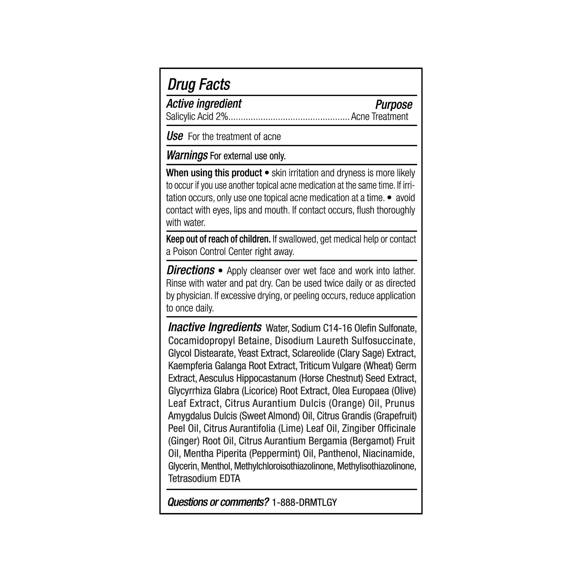 DRMTLGY Acne Cleanser packaging for travel and gym bag routines