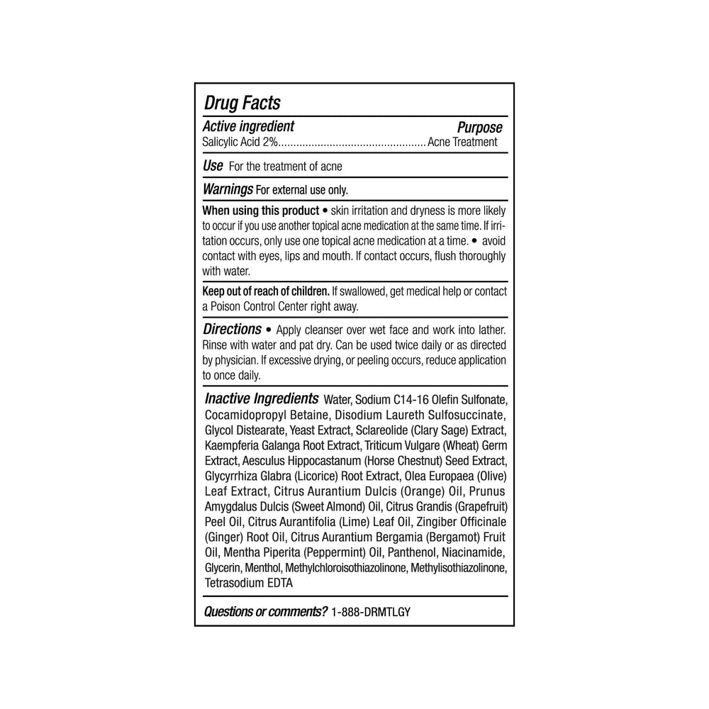 DRMTLGY Acne Cleanser packaging for travel and gym bag routines