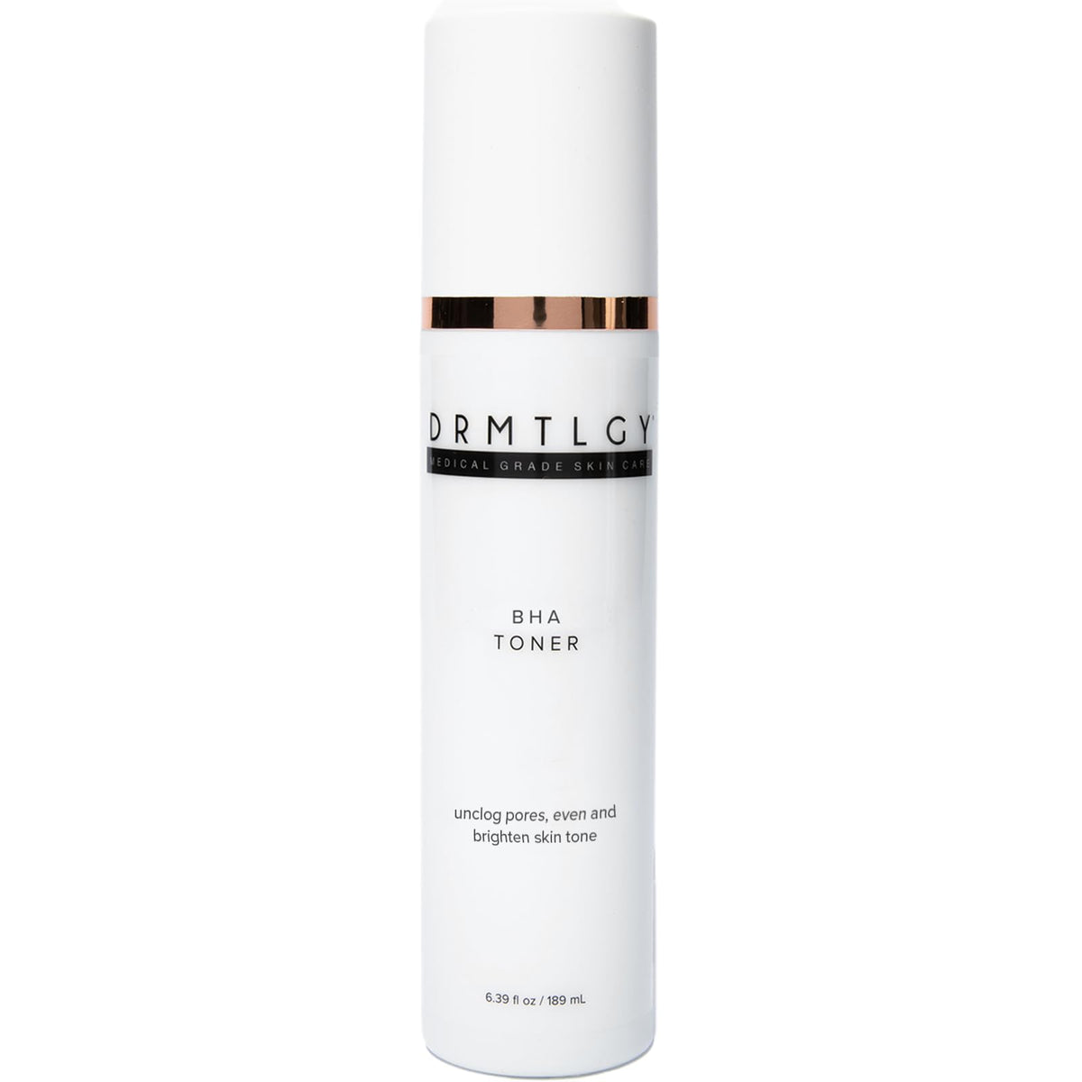 DRMTLGY BHA Clarifying Toner bottle close-up highlighting pore-control promise