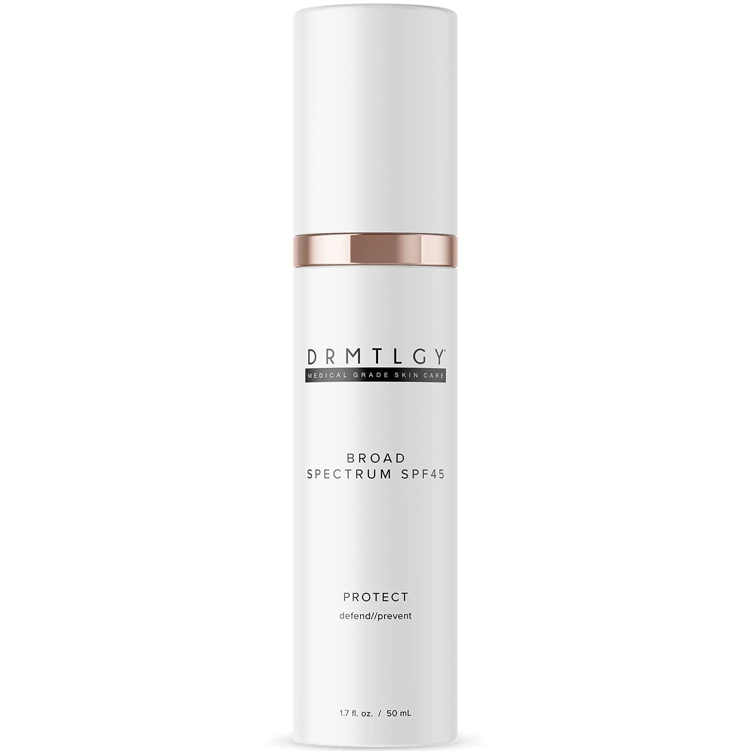 DRMTLGY bottle with label for easy daily sun protection and skincare routine.