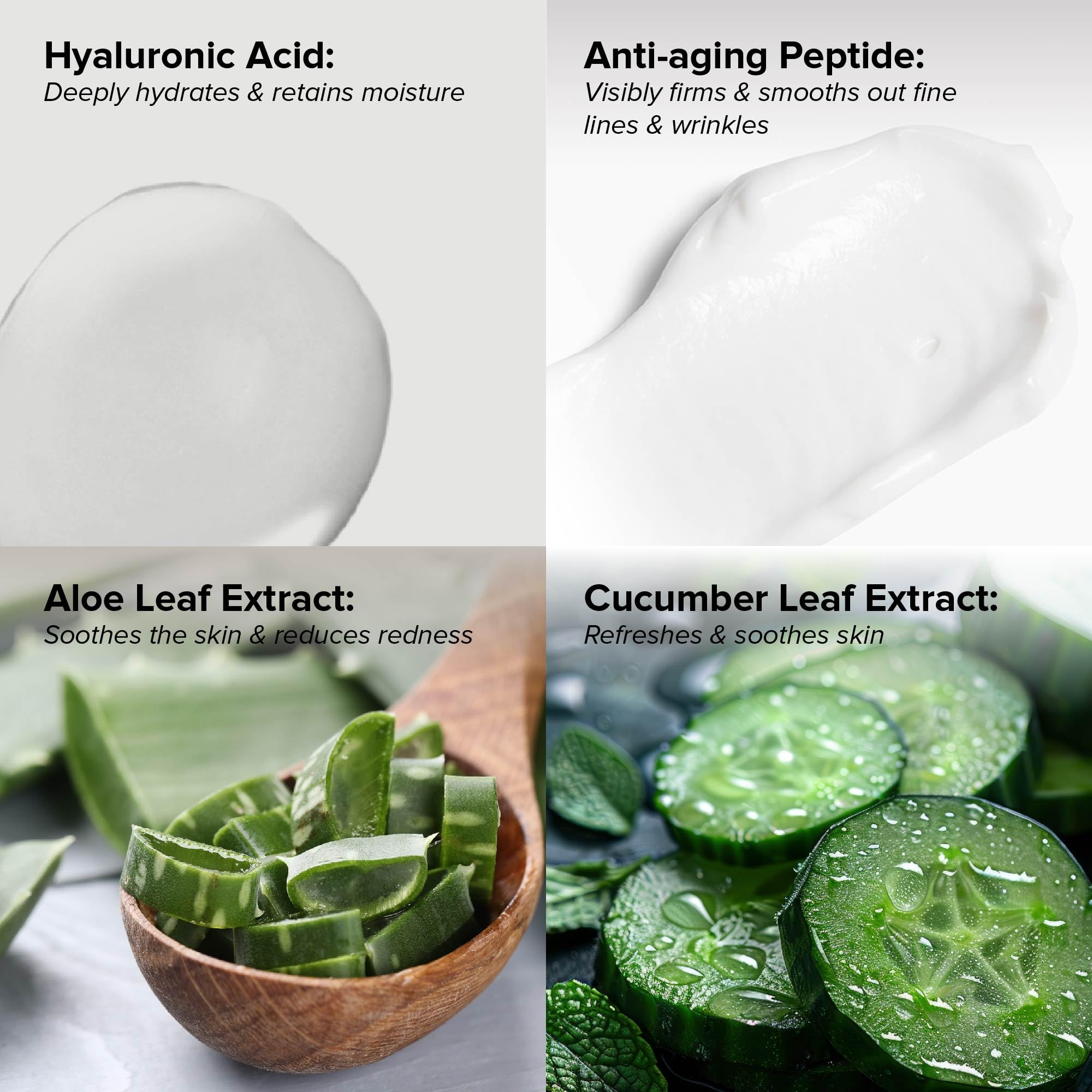 DRMTLGY Essential Facial Cleanser ingredients illustration featuring peptides and extracts