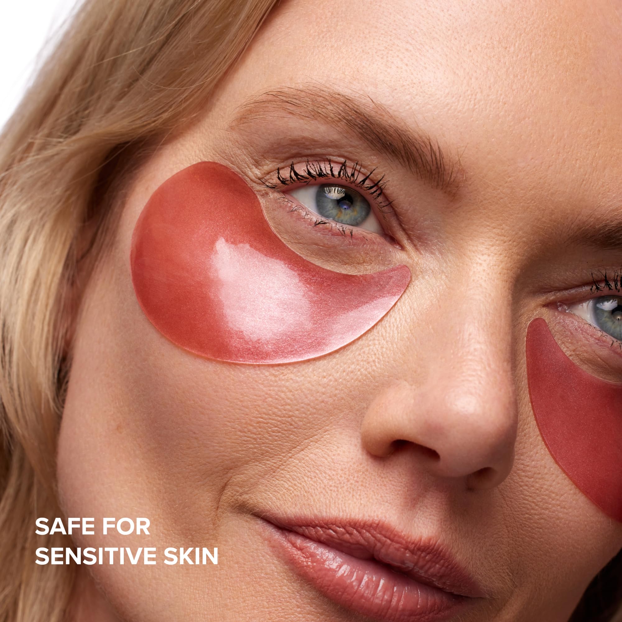 DRMTLGY eye masks being applied under the eye for a refreshed look in minutes.