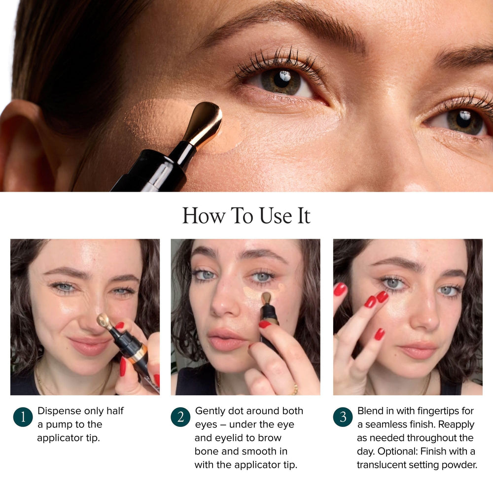 DRMTLGY Luminous Eye Corrector ingredients-peptides-snow-mushroom close-up illustrates anti-aging hydration