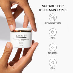 DRMTLGY microdermabrasion scrub massage showing skin smoothing during routine
