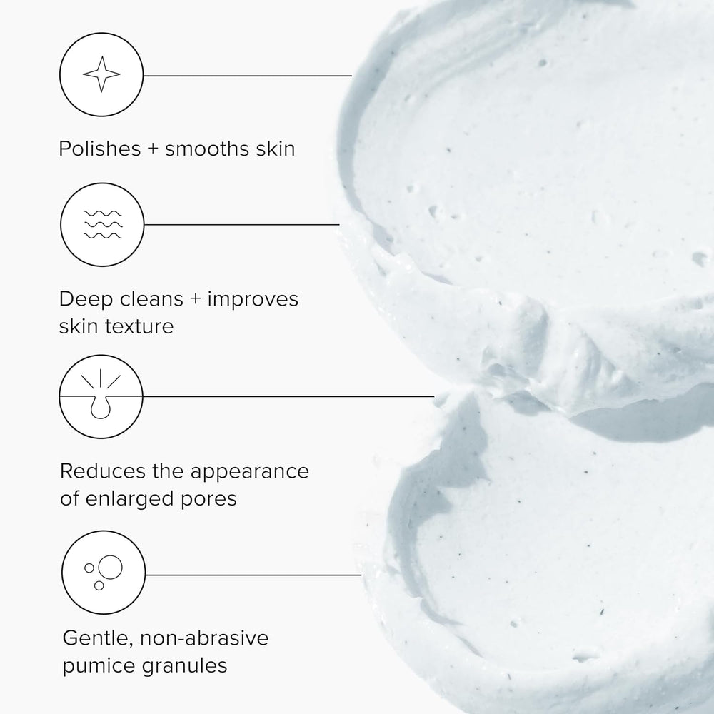 DRMTLGY microdermabrasion scrub texture closeup shows gentle pumice for exfoliation