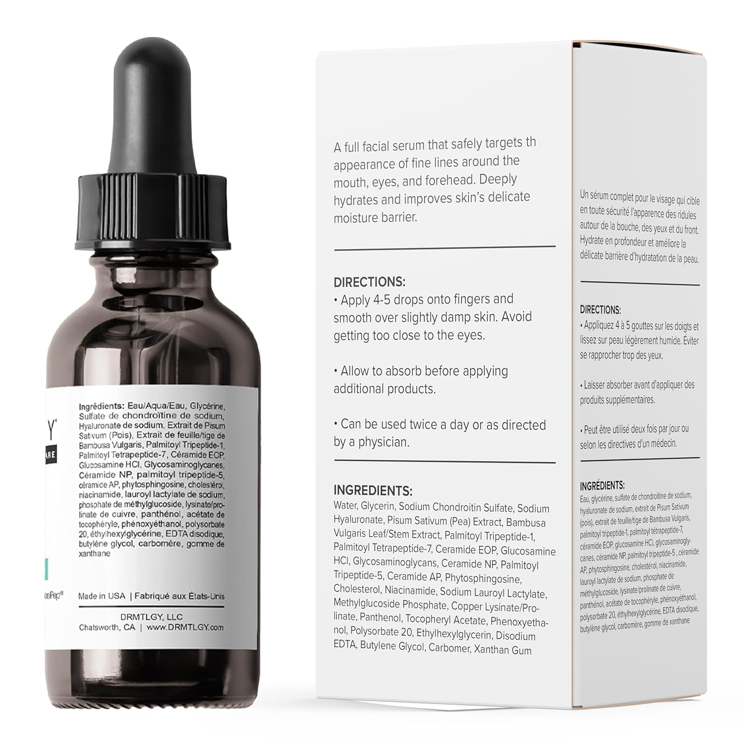 DRMTLGY Needle-less Serum 1oz label highlights convenient bottle for ongoing routines