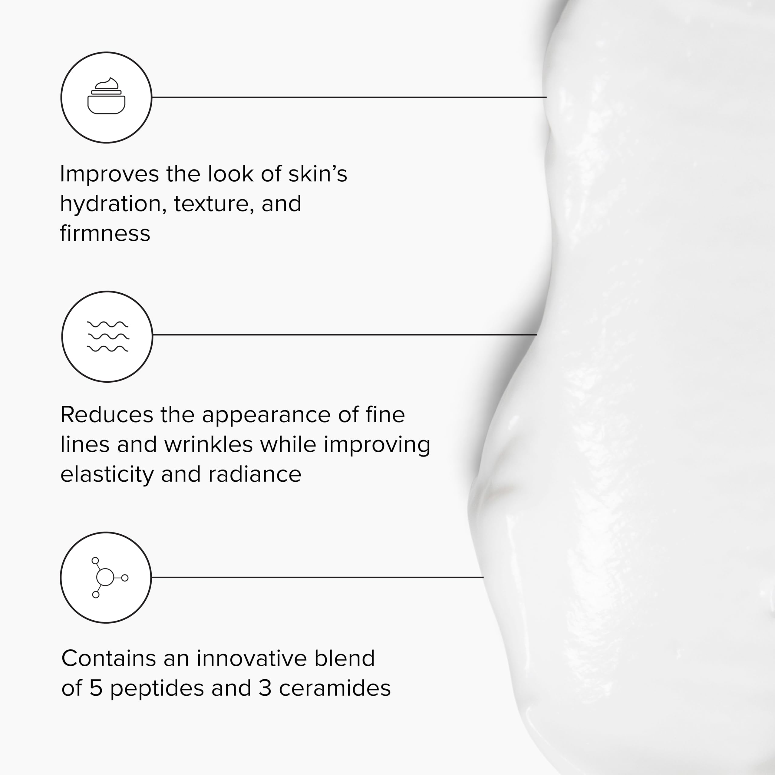 DRMTLGY peptide night cream texture swatch demonstrates non-greasy, oil-free moisture in action.