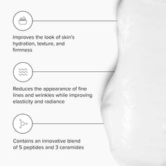 DRMTLGY peptide night cream texture swatch demonstrates non-greasy, oil-free moisture in action.