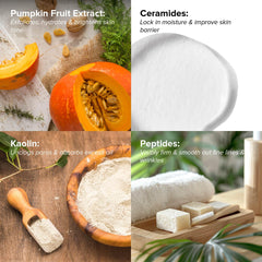 Applying DRMTLGY mask with smooth strokes boosts exfoliation comfort.