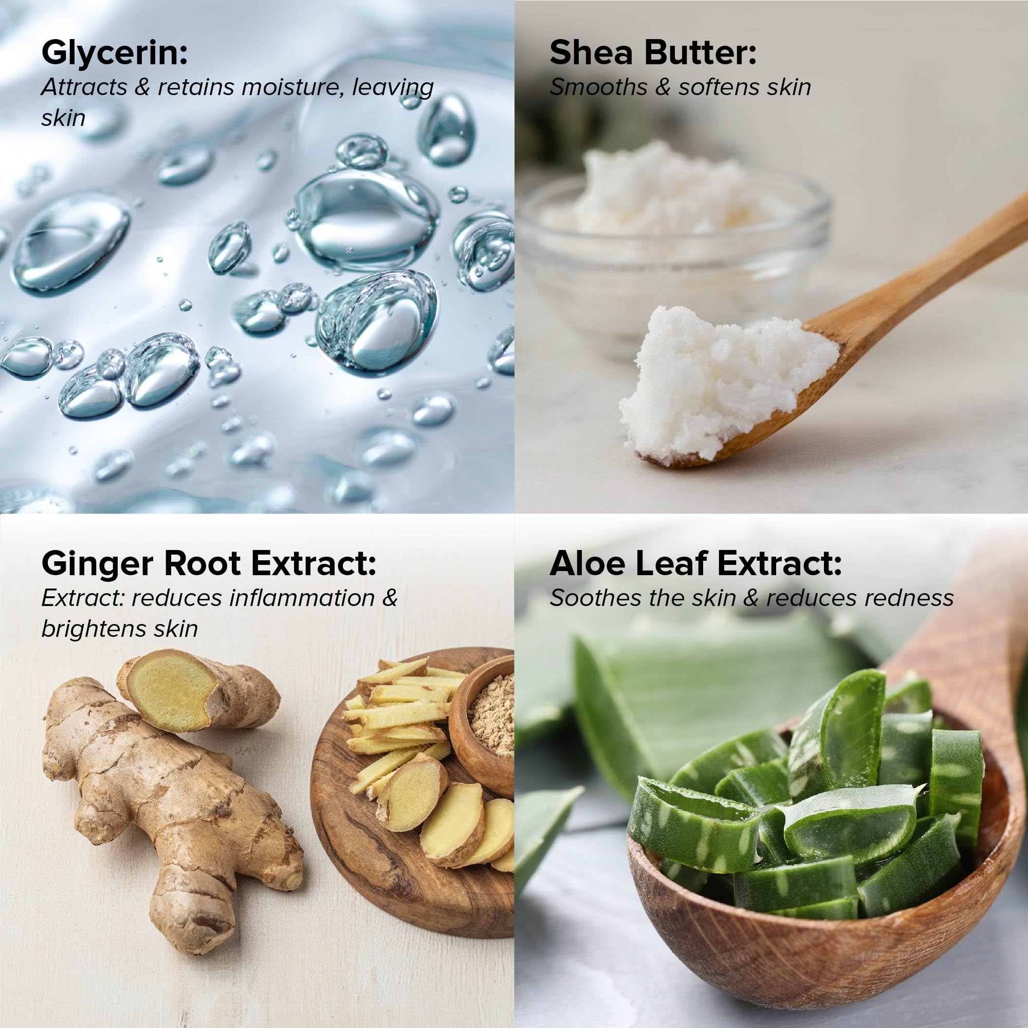 DRMTLGY Water Créme ingredients include shea butter, ginger root, and aloe for nourishment.