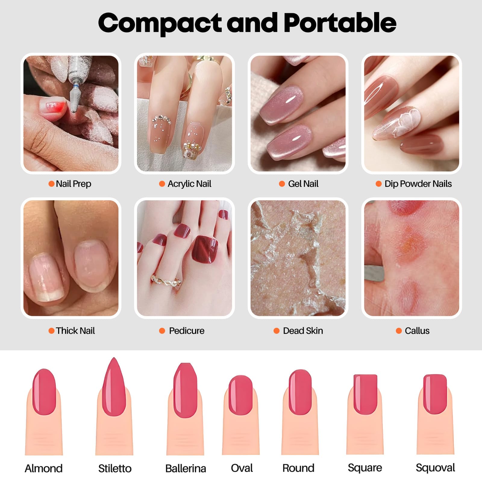 Brocas de uñas Droyek, conjunto de 13 piezas para preparación y modelado de uñas.