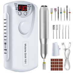 Droyek electric nail drill front view demonstrates portable design for on-the-go nail prep