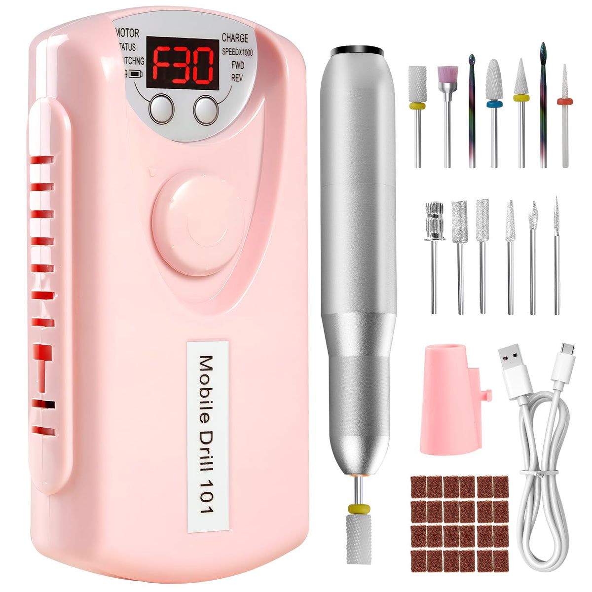Droyek electric nail drill machine assembled for portable professional use