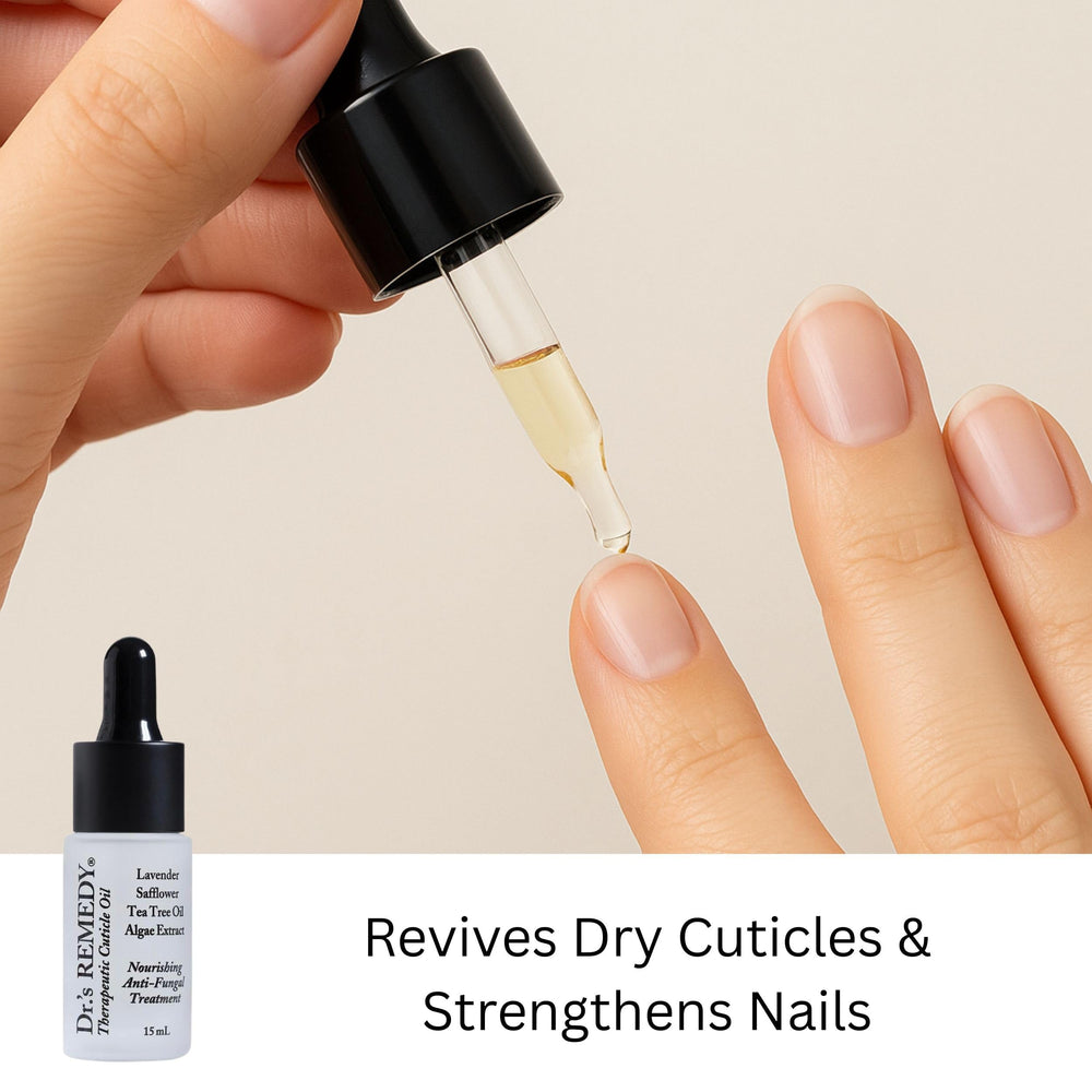 Dr.'s Remedy hydration nail treatment bottle closeup promoting stronger nails
