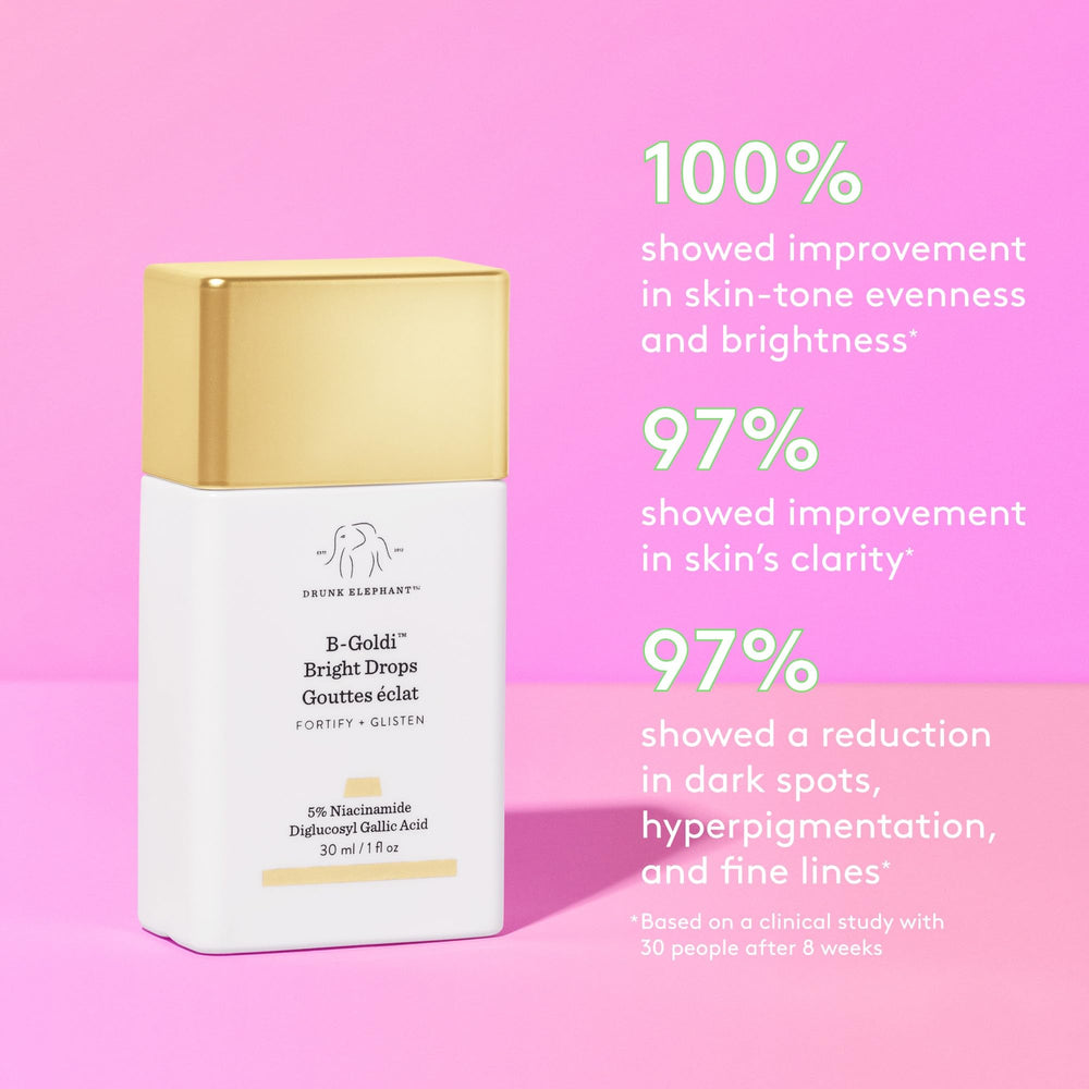 Drunk Elephant B-Goldi Bright Drops dropper enables precise color application