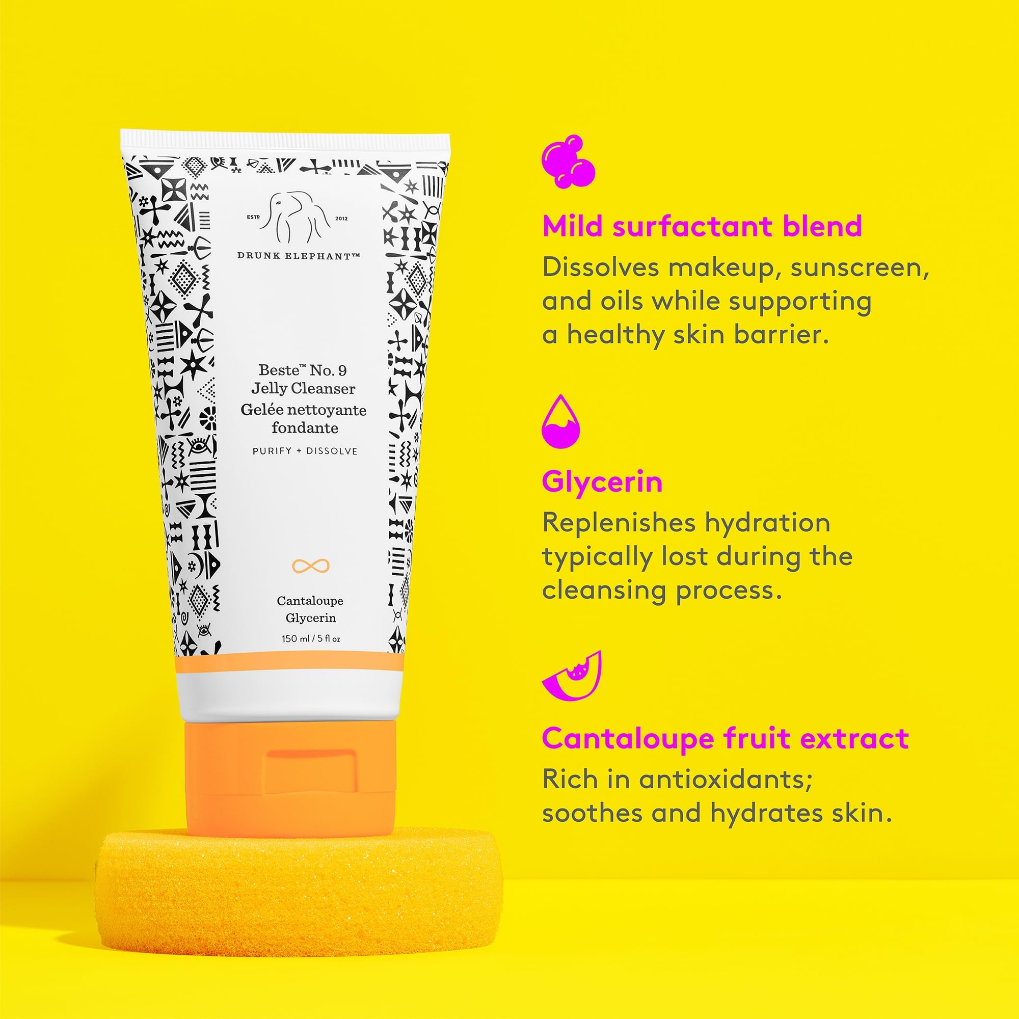 Drunk Elephant Beste No. 9 ingredients cantaloupe and glycerin hydration.