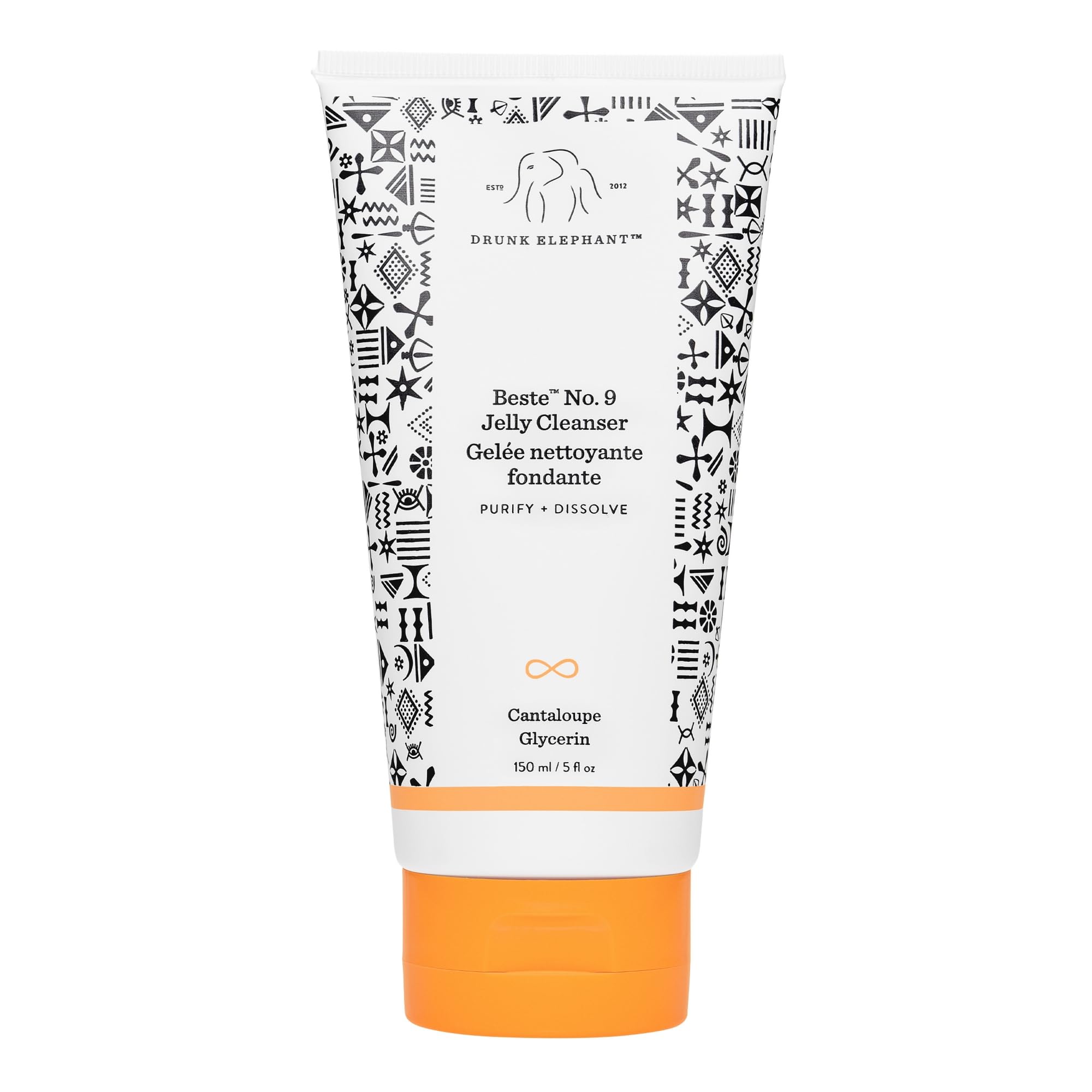 Drunk Elephant Beste No. 9 Jelly Cleanser bottle for makeup removal and oil control.